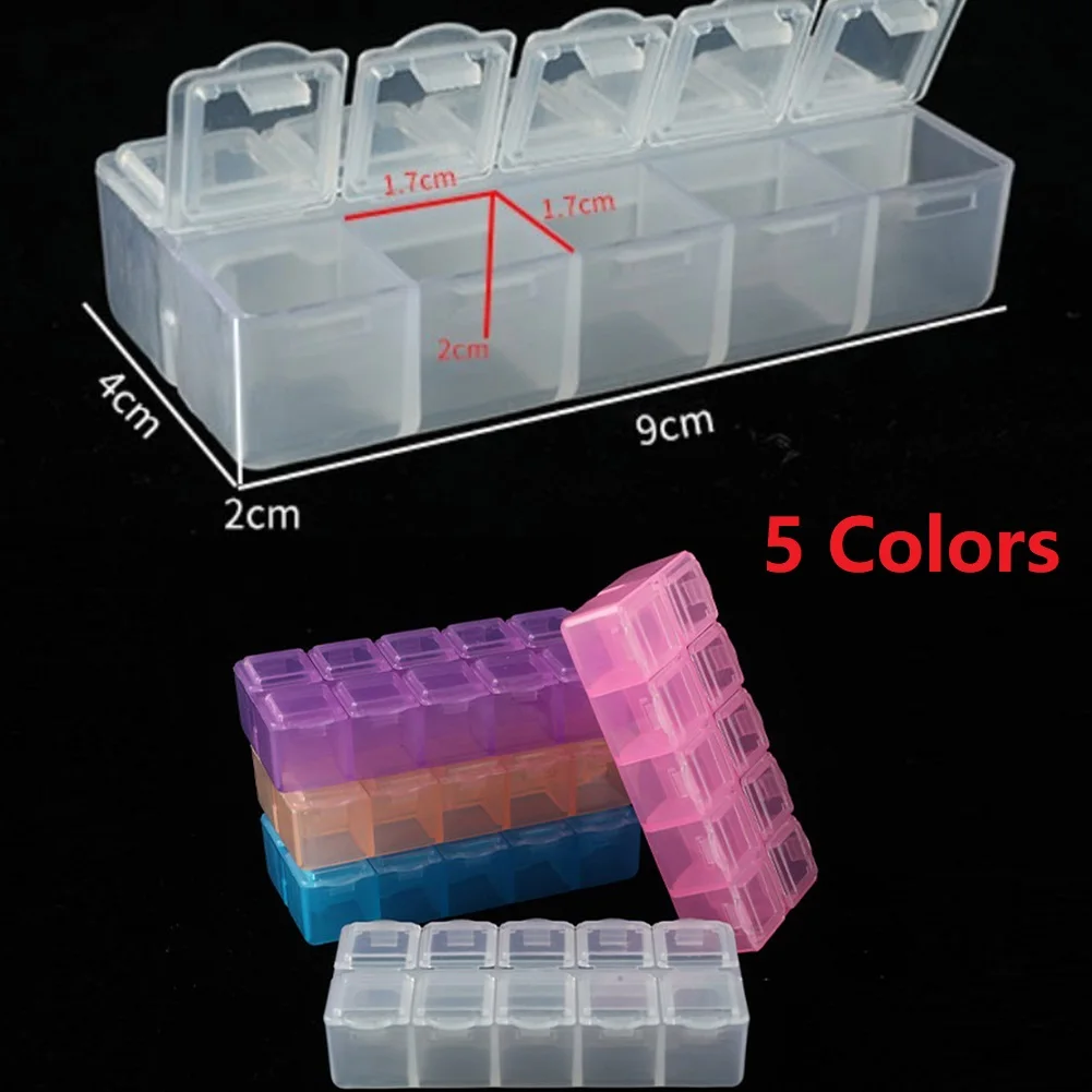 10 Grid Plastic Storage Box With Lockable Transparent Lid PP Organizer Container For Screws Beads Jewelry Electronic Parts 9x4cm