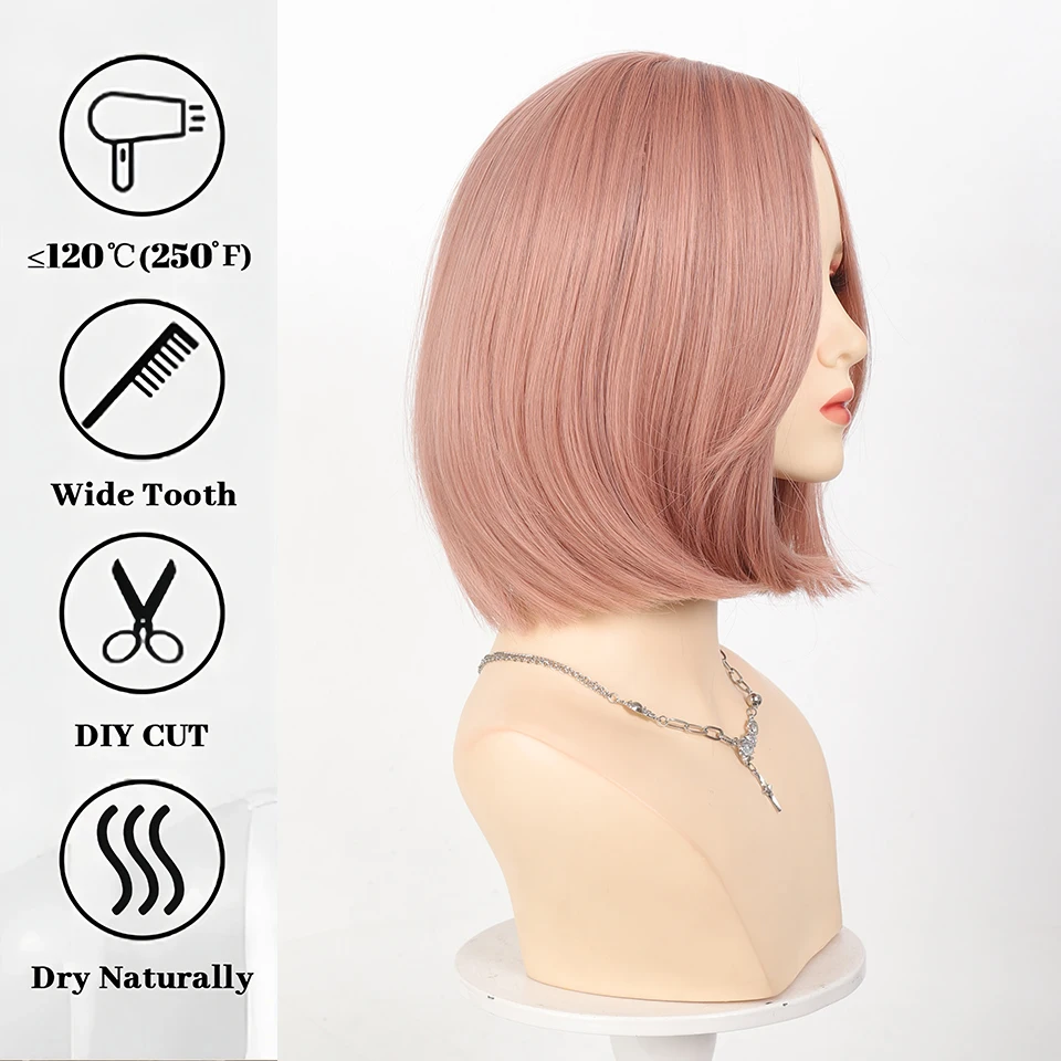 باروكات صناعية ذات طبقات من Yelowtim مع غرة مستقيمة وقصيرة يسلط الضوء على باروكة شعر أرجوانية مع باروكات تنكرية يومية طبيعية للنساء #4