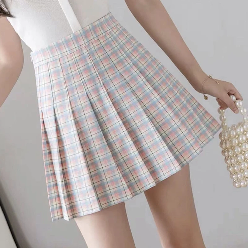 Sexy Women Jk Short Skirt Korean Style High Waist Pleated Skirts For Girls Cute Sweet Ladies Plaid Mini Skirt Summer New Female