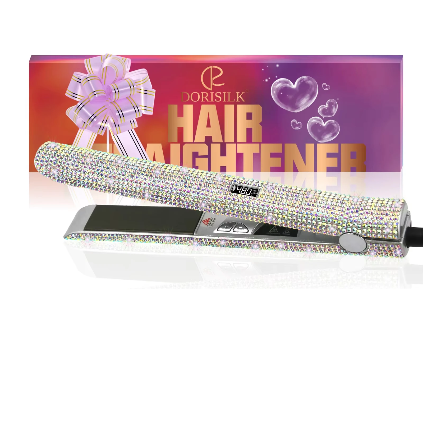 Hair Straightener Bling Bling Rhinestone Flat Iron 1 Inch 470 Dual Voltage Professional Hair Styling Tools For Women Gift