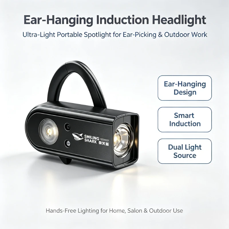 Smiling Shark Ear‑Hanging Portable Headlight  Special for Ear‑Picking Outdoor Work Lighting Lamp 0245A
