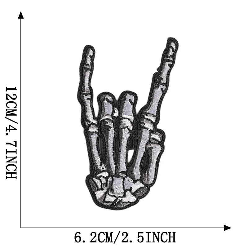 Patch Thermo collant Rock Punk Feuer Blitz Schädel für Kleidung Eisen auf Puffer Jacke Designer gestickte Nähen Abzeichen Rucksack a – Detail 13