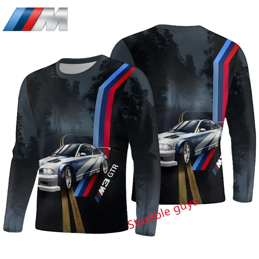 تي شيرت BMW بأكمام طويلة للرجال، تي شيرت كاجوال مريح وناعم للاستخدام الخارجي، تصميم عصري، ملابس نشطة خفيفة ​