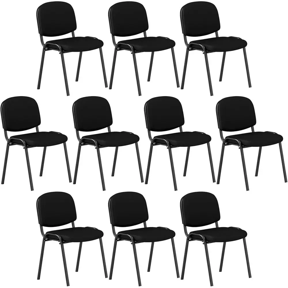 

Ergonomic Black Stackle Reception Chairs, Set of 10, Padded Seats & Metal Legs, Ideal for Office and Waiting Areas