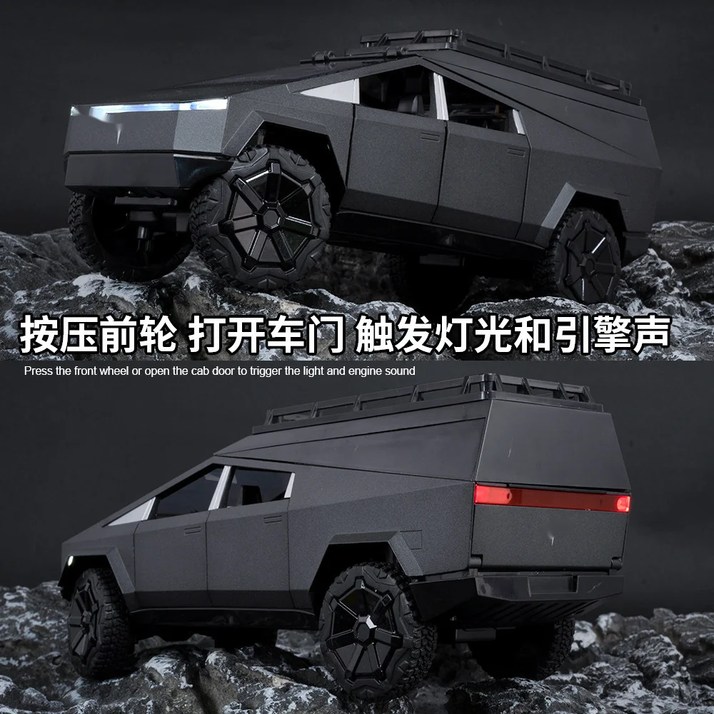 1:24 Pickup Camping RV Car Model Diecast Metal Toy Van Motorhome Touring Car Model Sound Light Kids Gifts