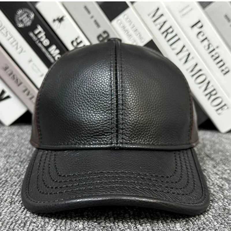 

Кепка Snapback, новая осенне-зимняя кепка из натуральной кожи, утолщенные морозостойкие теплые бейсболки для мужчин, шапки из натуральной яловой кожи