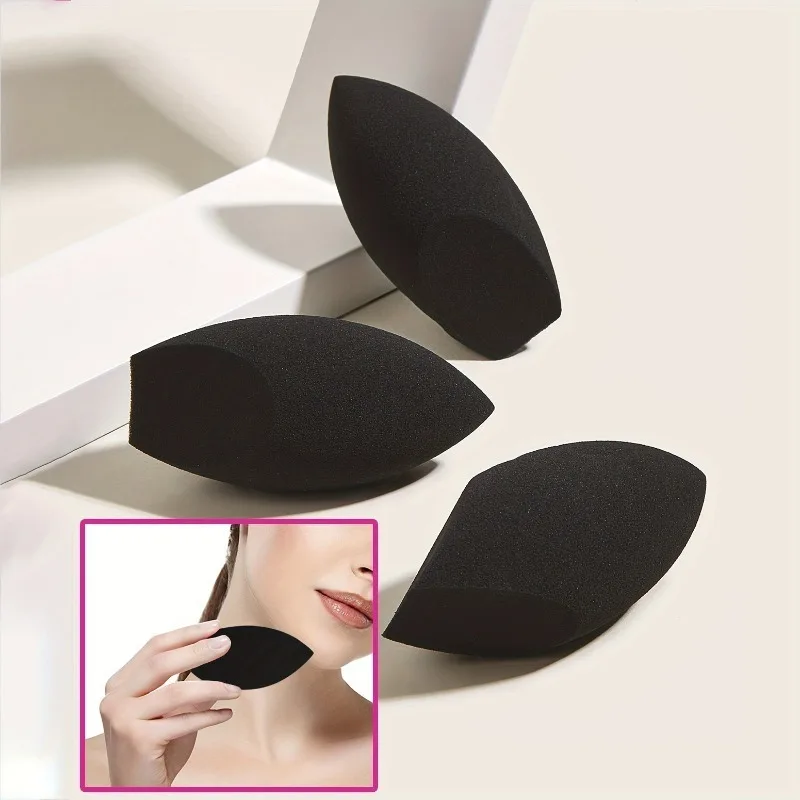 3pcs Premium Latex-Free Beauty Sponge for Flawless Makeup Application - Black Egg Shaped Blender for Blending, Stippling