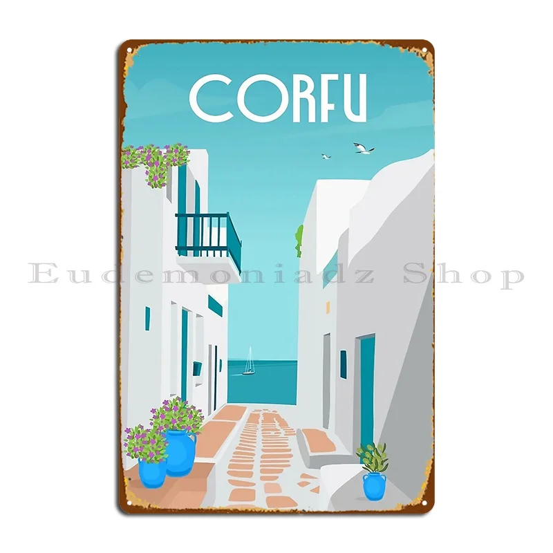 Corfu Metal Signs Club Wall Mural Wall Cave Vintage Design Tin Sign Poster