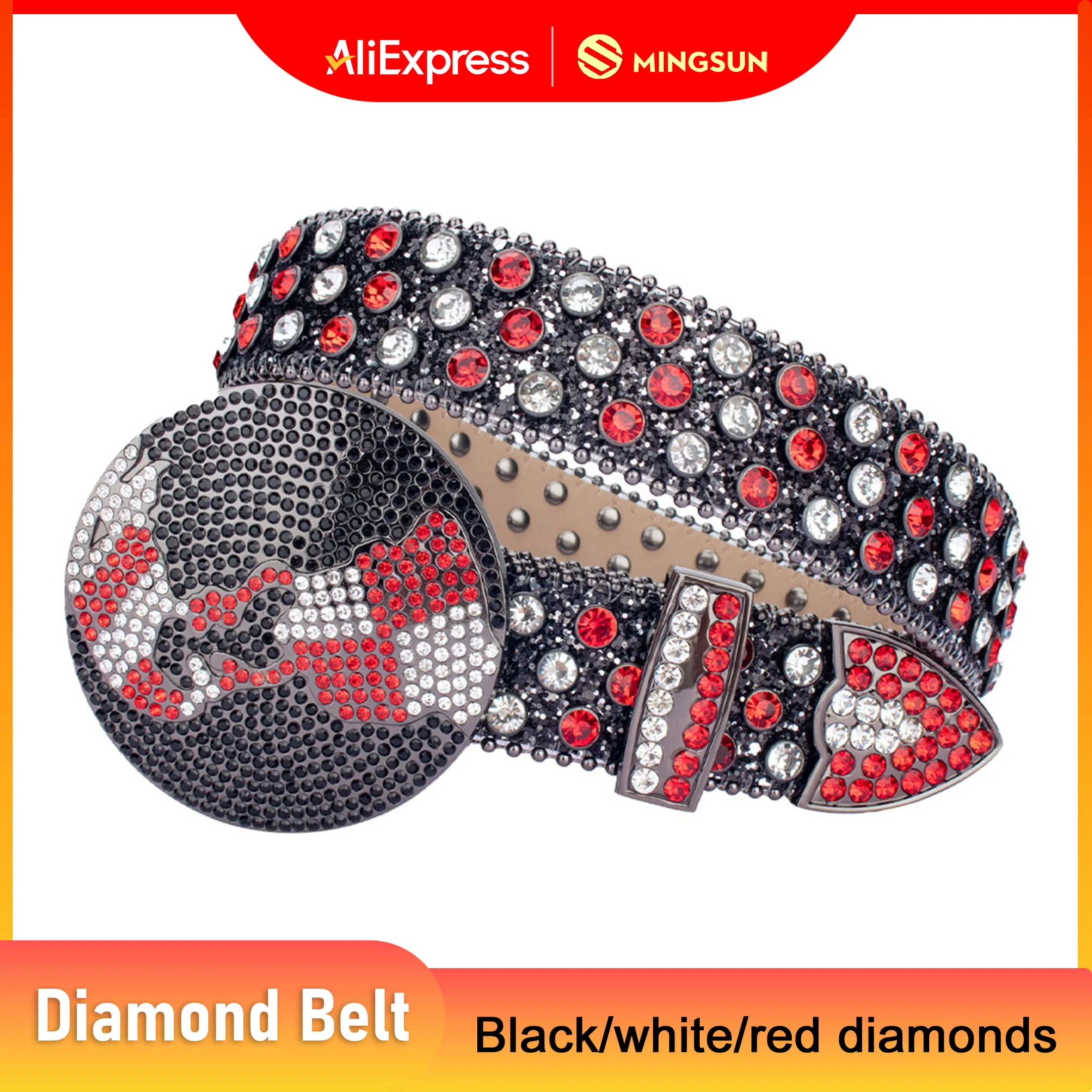 

Women Jeans Large Round Buckle Rhinestone Belts Y2K Shiny Rivet Design Artificial Diamond Belt Punk Rock Men Studded Waist Belt