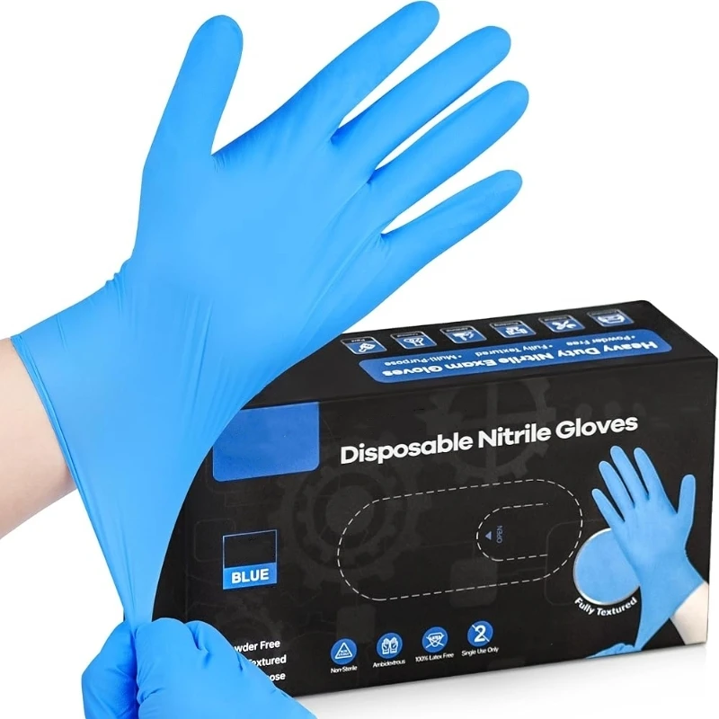 20/100 Uds guantes desechables de nitrilo azul 4mil guantes de limpieza sin látex en polvo guantes de tatuaje para cocina no estériles para casa