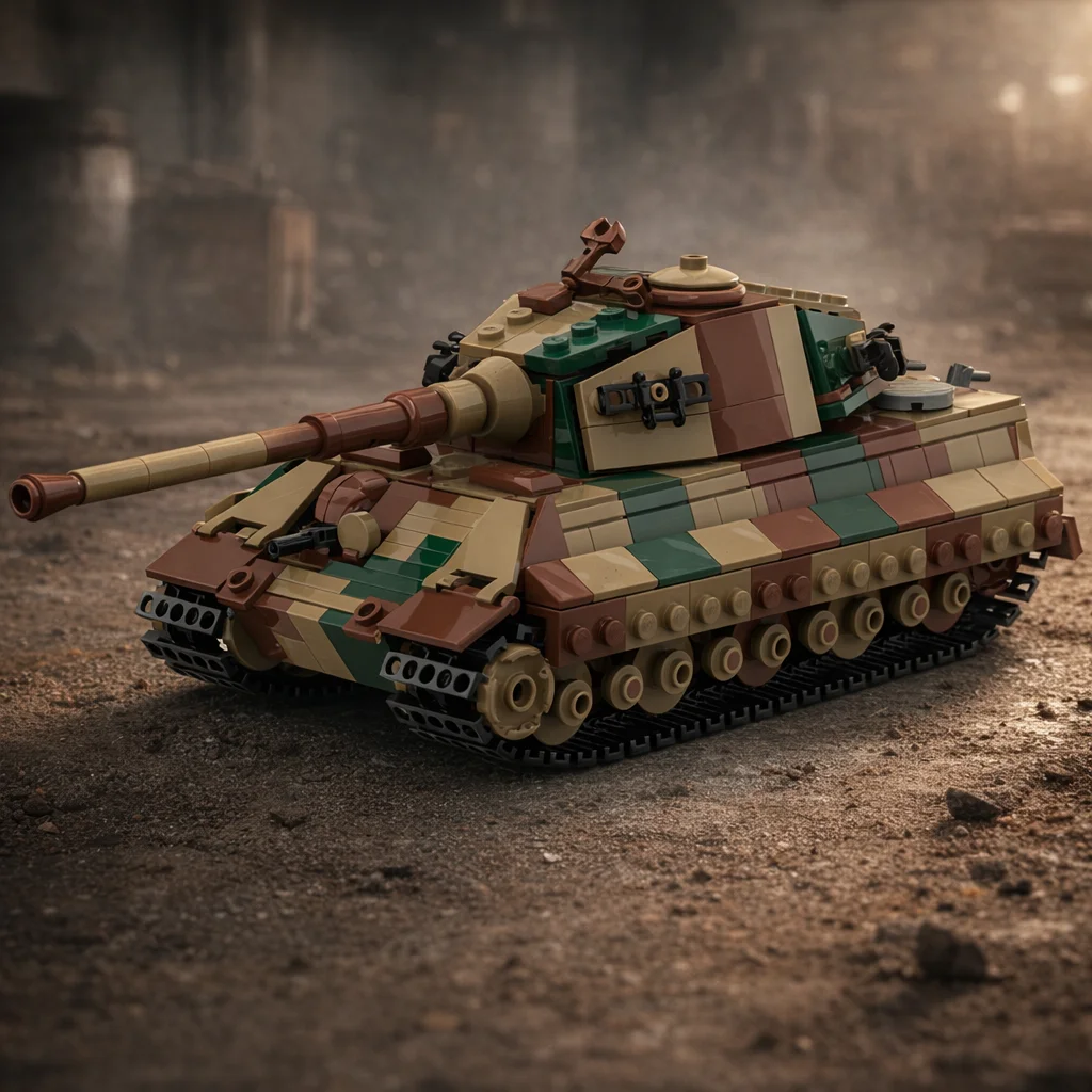 

Tiger II King Tiger Armored Tank Construction Blocks WWII Military Model Kit Desktop Display Compatible Bricks