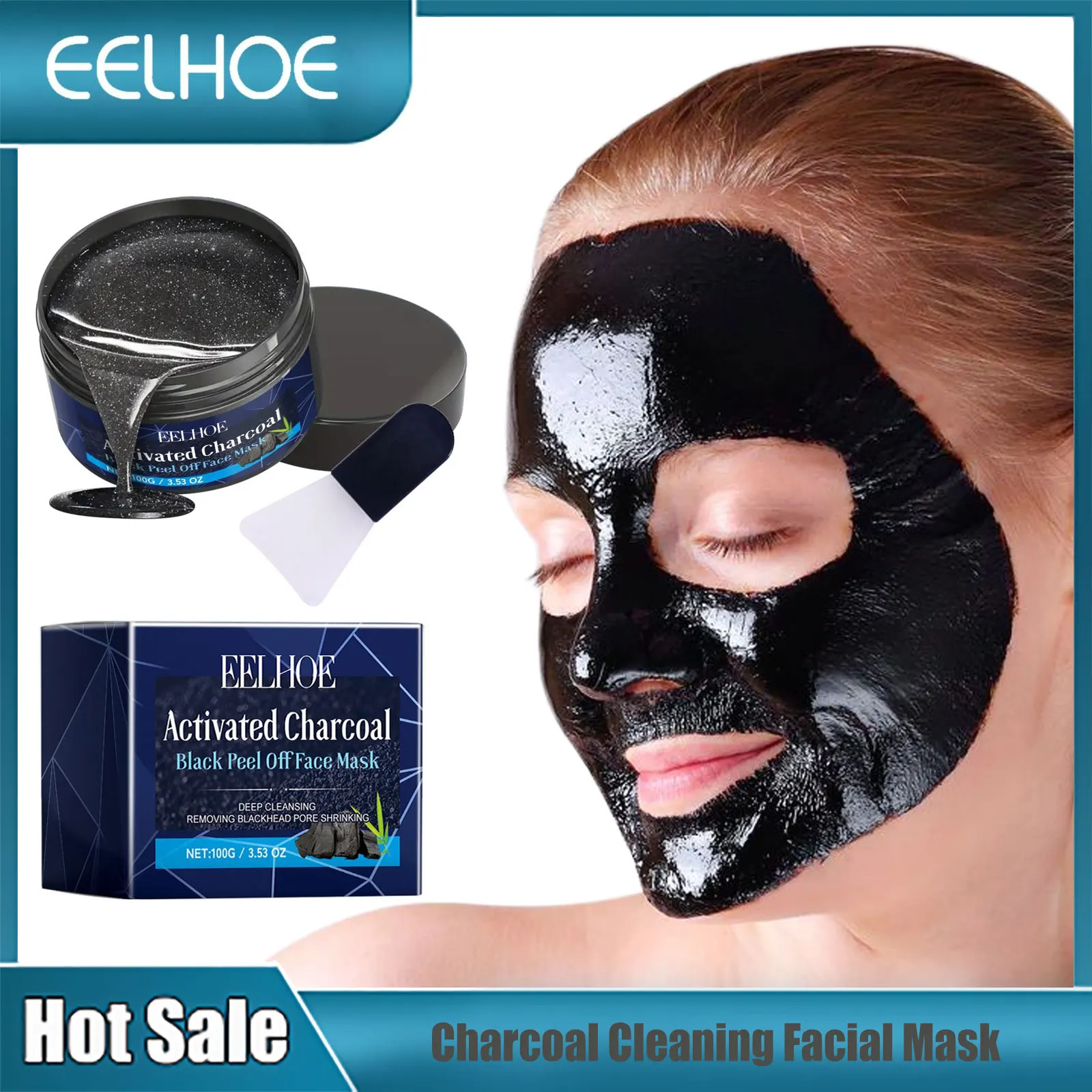 Face Cleansing Mask Charcoal Shrink Pores Cleaner Blackhead Remover Mask For Face Moisturizing Brightening Facial Skin Care 100g