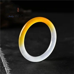 Natural Yellow Dragon Jade Fine Round Bar Bangle Charms Fashion Luxury Jewelry Sets Women Bracelet Wedding Souvenir Holiday Gift