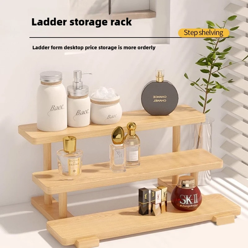 

Wooden Ladder Storage Rack Creative Jewelry Display Platform Desktop Handmade Display Stand Placement Shelves Ornaments Holders