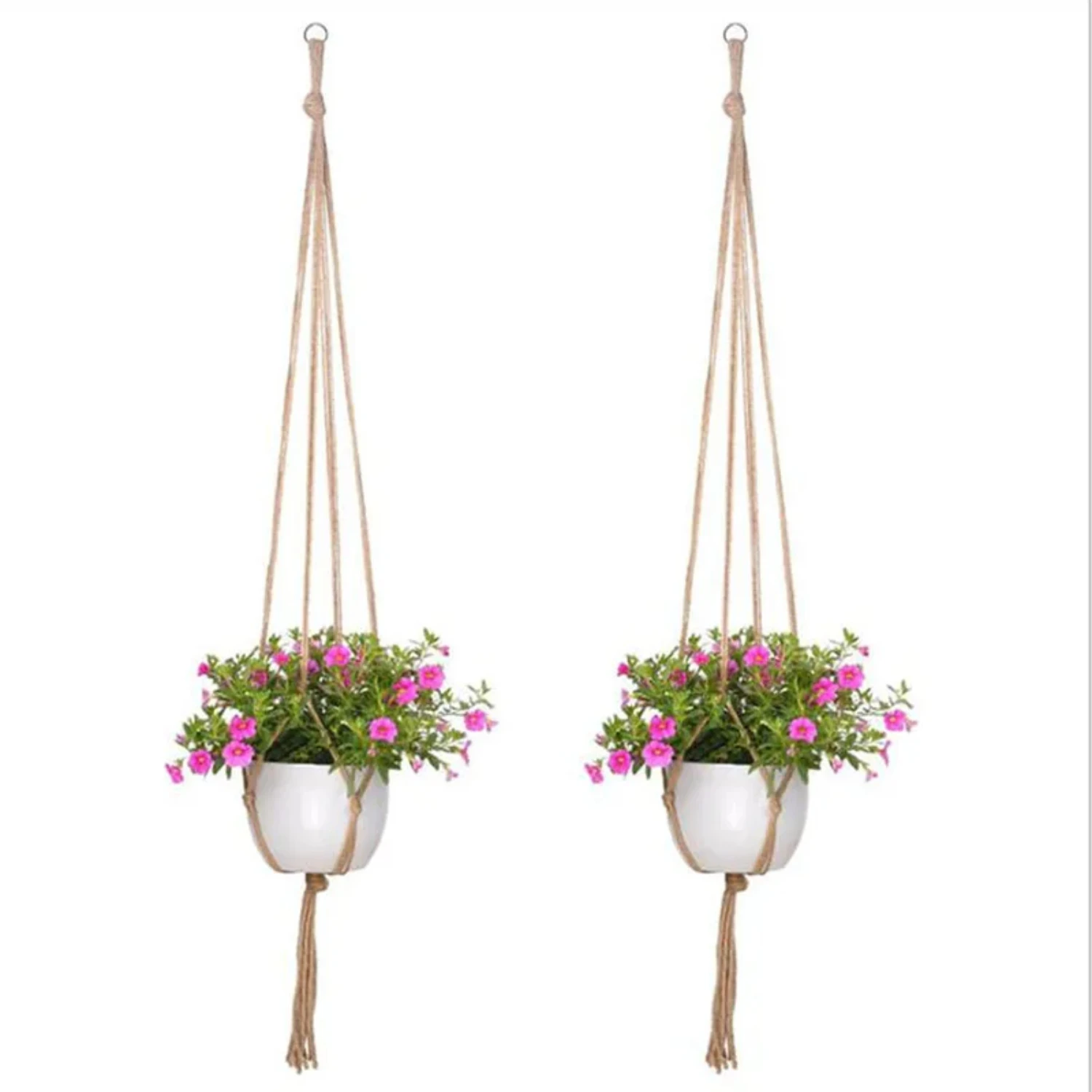 Gardening Green Plant Hanging Basket Cotton Rope Hanger Flower Pot  Handmade Macrame Pot Pocket Wall  Courtyard   Decor Groot