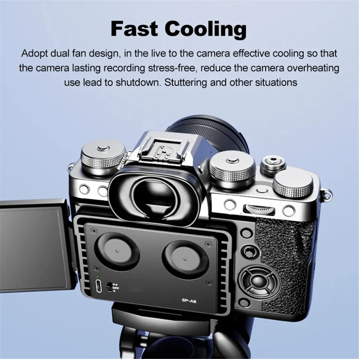 Nuova ventola di raffreddamento della fotocamera SP-A8 per Canon Sony FUJI A7M4 ZVE1 A6700 A7C2 ZVE10 ZV1 R5 90D XS10 XT4 X-H2S Sistema di raffreddamento Dslr