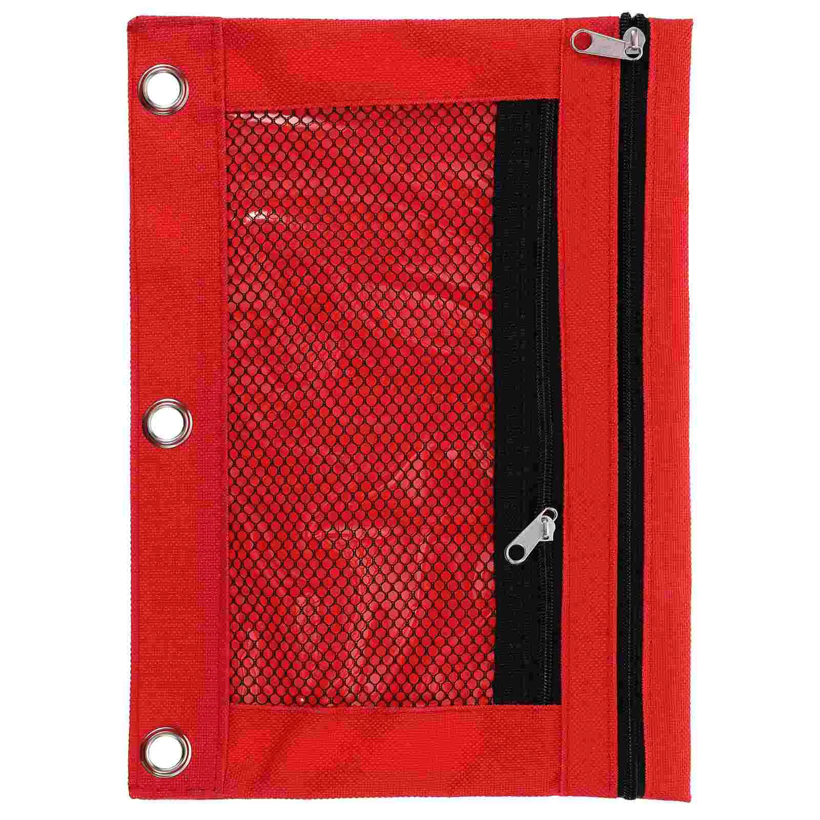 Stationery Bag Three-hole Pencil Case Oxford Cloth B5 Transparent Binder Office (black) Clips Zipper Blinder Pouch