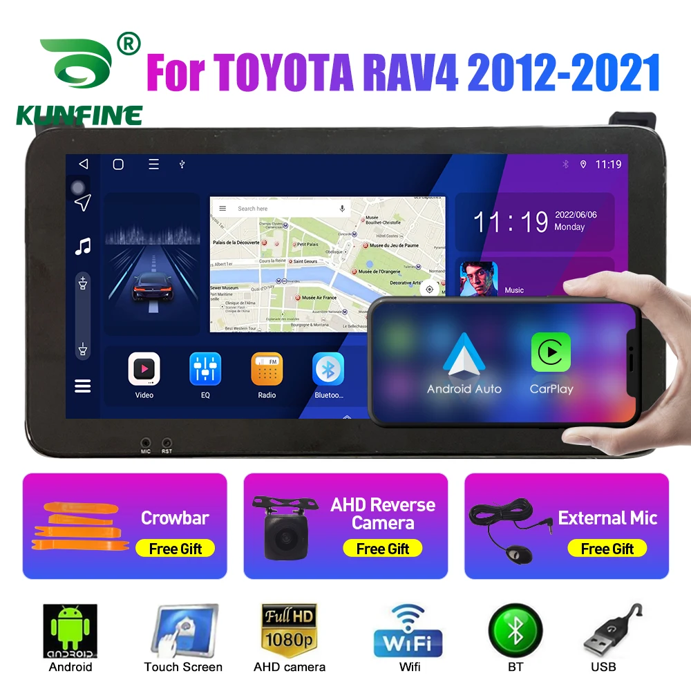 

10,33-дюймовый автомобильный радиоприемник для TOYOTA RAV4 2012-2021 2Din Android, восьмиядерный автомобильный стерео DVD, GPS-навигатор, плеер, QLED-экран Carplay