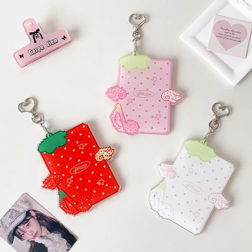 3 inch Acrylic Fruit Wings Kpop Photocard Holder Photo Card Holder Bag Pendant School Stationery