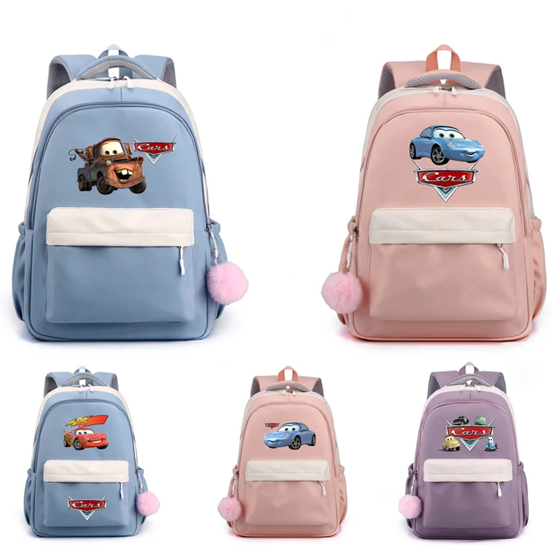 MINISO Pixar Cars Lightning McQueen Cute Cartoon Backpack Teenager Kids Fashion Male Female Student School Bag Knapsack Mochila