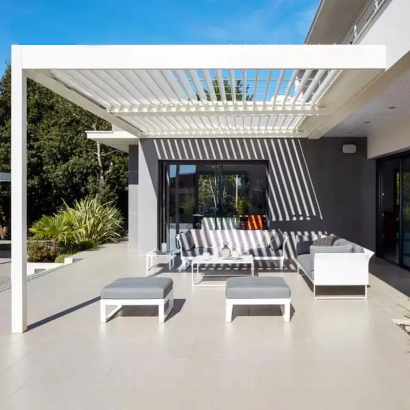 

Factory Price Terrace Louvered Roof Garden Gazebo Motorized Aluminium Louvered Roof Canopies Pergolas With a Remote Controlpromo