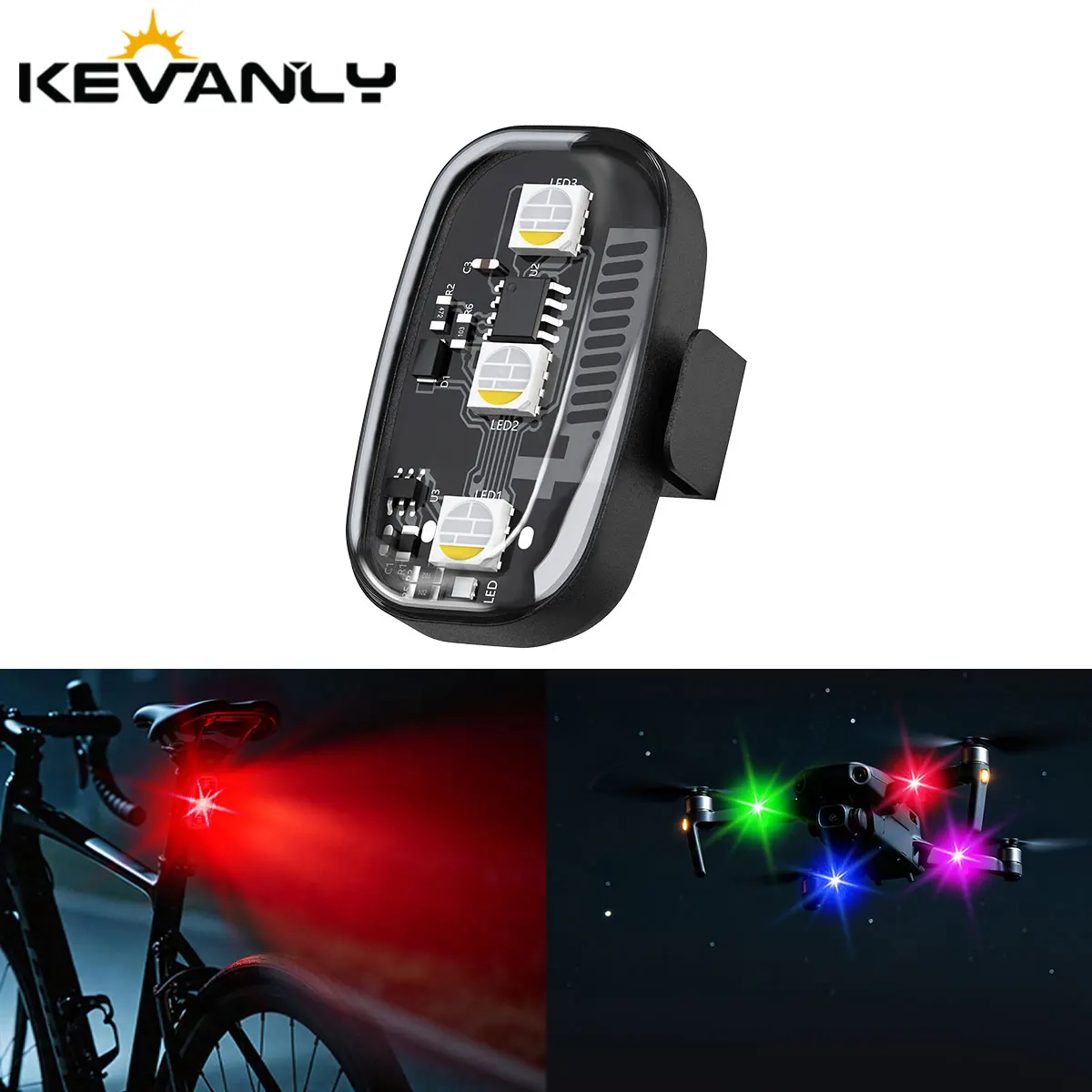 RGB UTV Light Drone Strobe Light Mini LED ATV Anti-Collision Bike Aircraft Night Flying Flashing Motorcycle Warning Signal Light