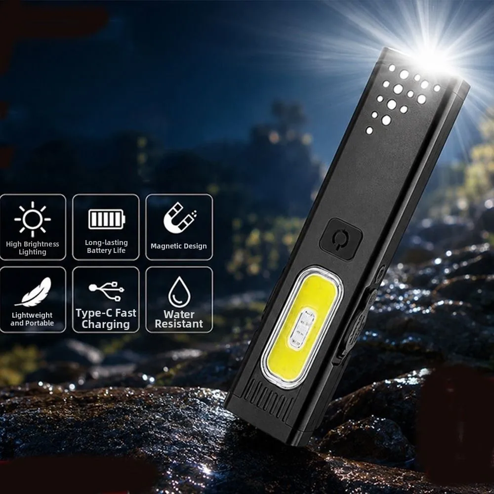 Portable Mini Flashlight Rechargeable Multi-Mode Emergency Work Light Super Bright with Magnetic Grip Hat clip Lamp
