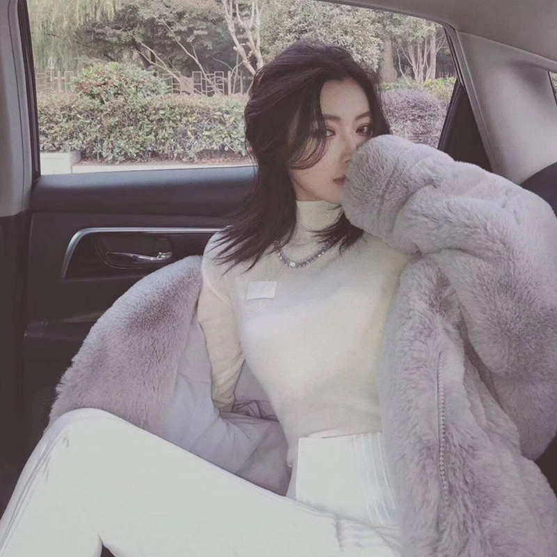 Chaqueta de invierno de estilo coreano, abrigos holgados de piel de visón de imitación para mujer, prendas de vestir exteriores universitarios Y2K, abrigos de lana de cordero con capucha Vintage informales 2025