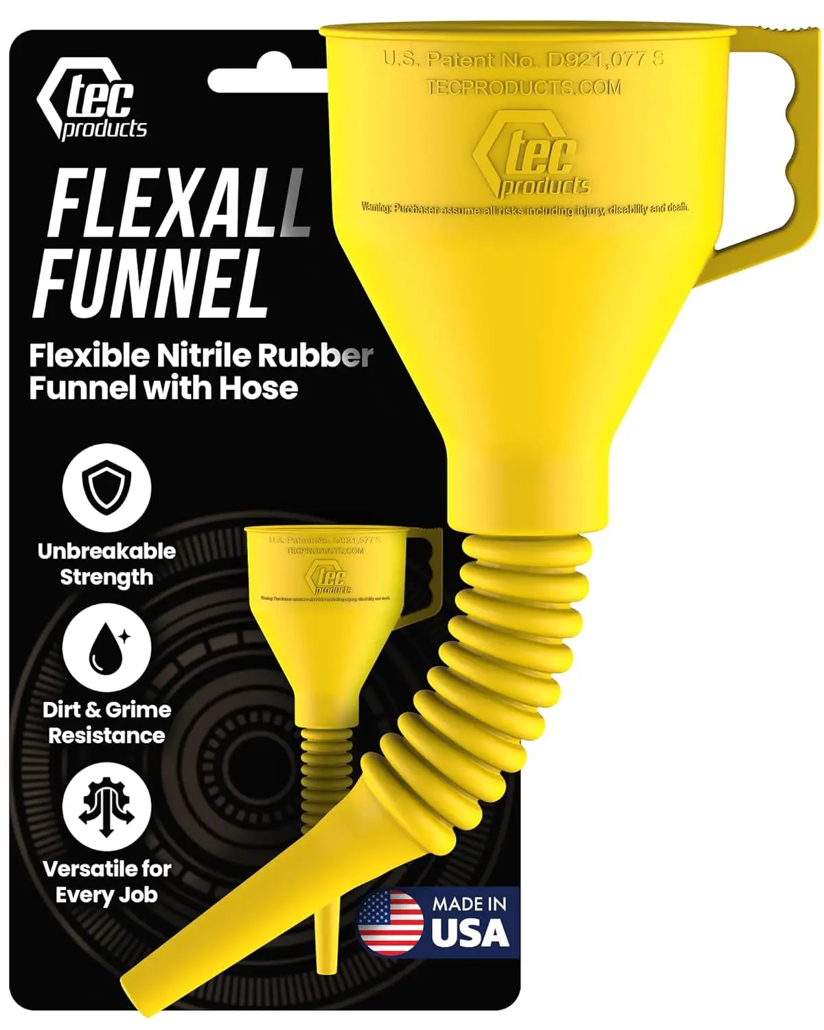 

Flexible Oil Funnel with Hose, Durable Nitrile Rubber for Oil Change, Transmission Fluid, Made in USA - 12 x 4 Inches