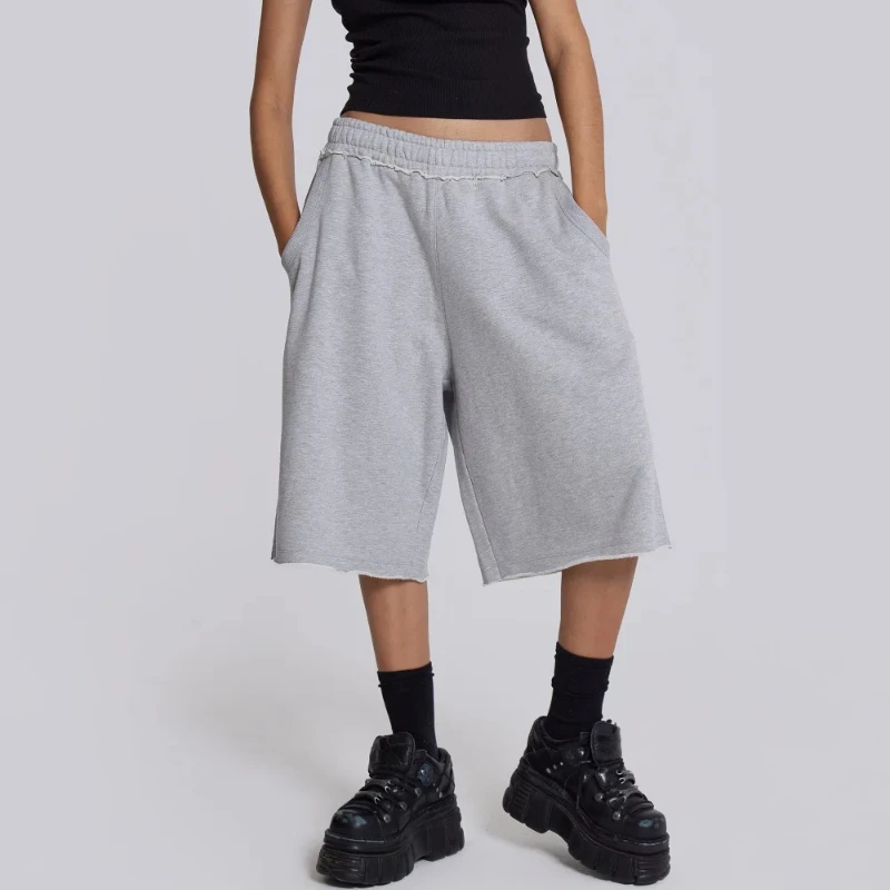 

Deeptown Gray Women Basic Shorts Oversized Korean Fashion Jogger Baggy Short Pants Men Hip Hop Streetwear Casual Harajuku Jorts