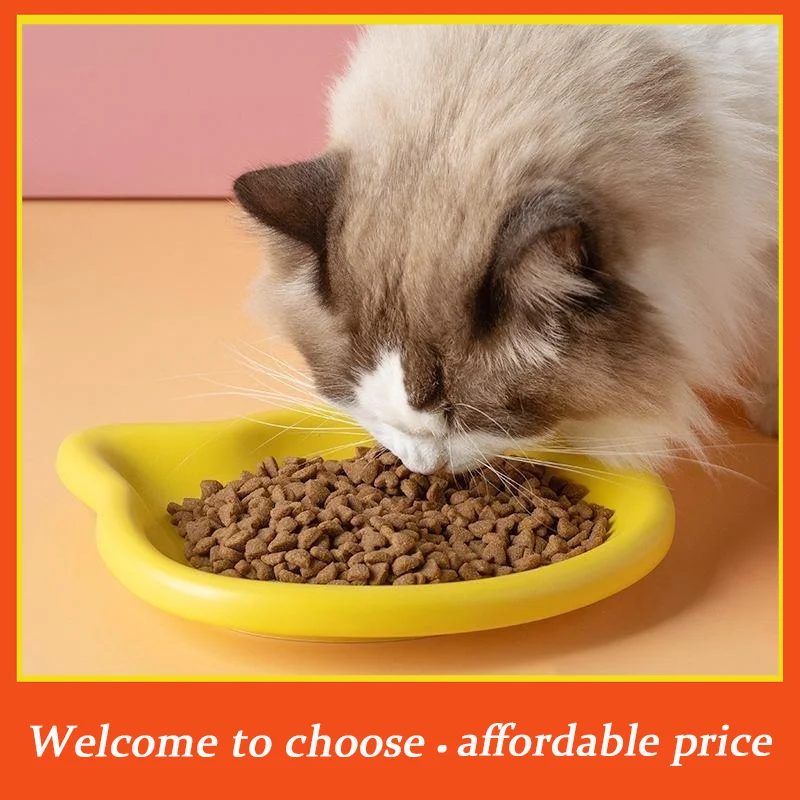 {}1PCS Cat-Shaped Pet Bowls Pastel Color Cute Animal Design Non-Slip Pet Food Dish Ideal For Cats Trendy Pet Accessory For Home