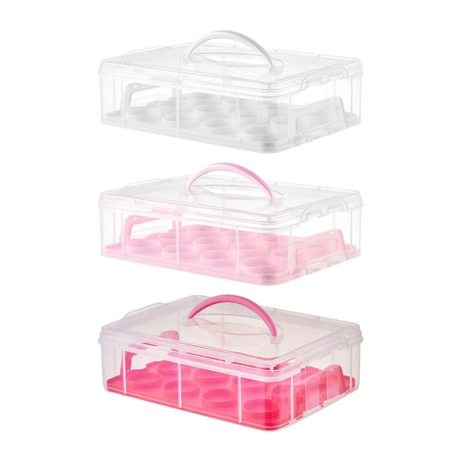 Cupcake Carrier Stackable with Lid with Handle Portable Cupcake Holder Dessert Holder Transports Box for Muffin Cheesecakes