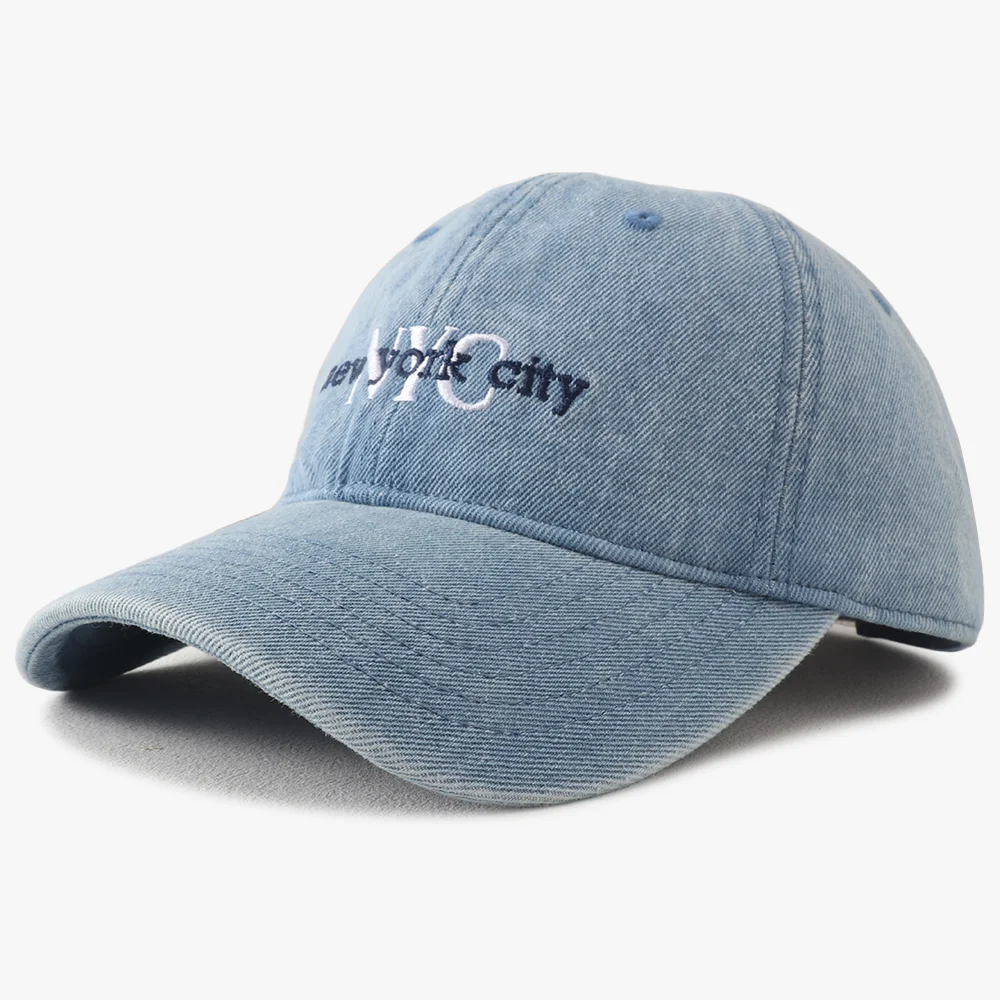 Embroidery Nyc - Unisex NYC Harfli Nakışlı Denim Beyzbol