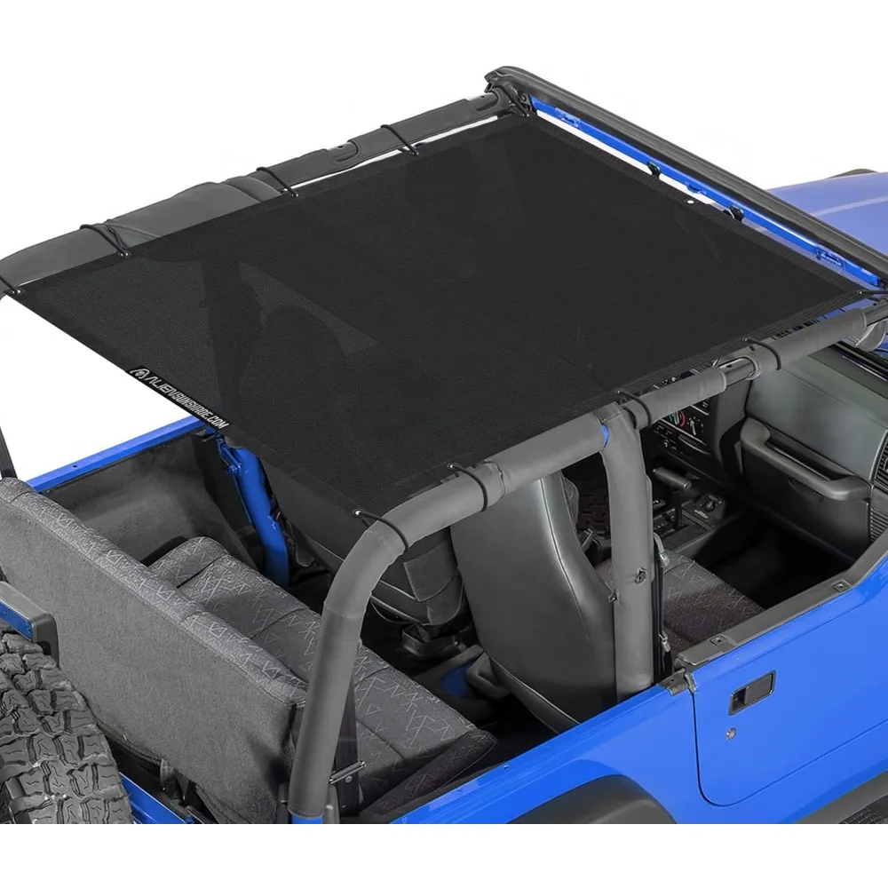 

Full Mesh Sun Shade for Jeep Wrangler TJ & YJ 2-Door, Blocks UV, Wind, Noise - Black Bikini Top Cover