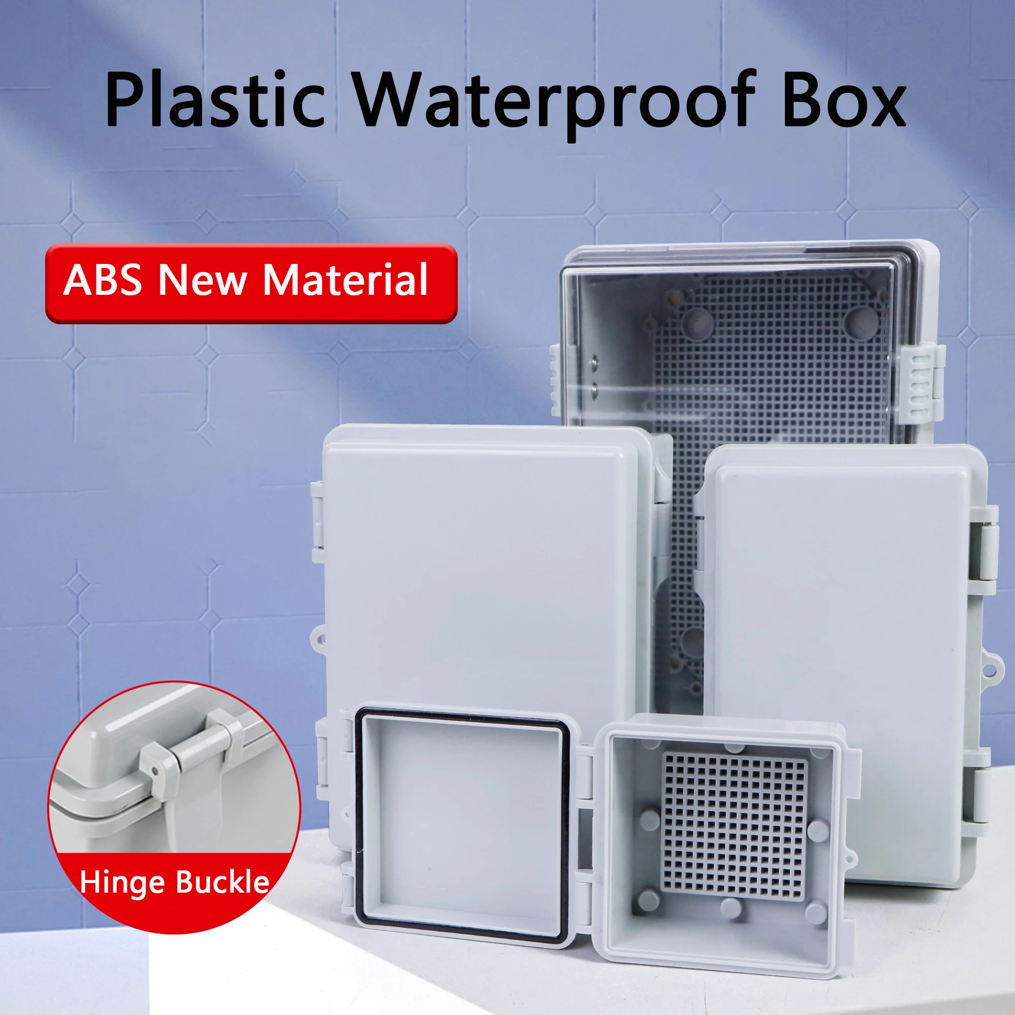 Waterproof IP66 Grey/Transparent Cover Housing Power Junction Box ABS Hinge Outdoor Electronic Distribution Box