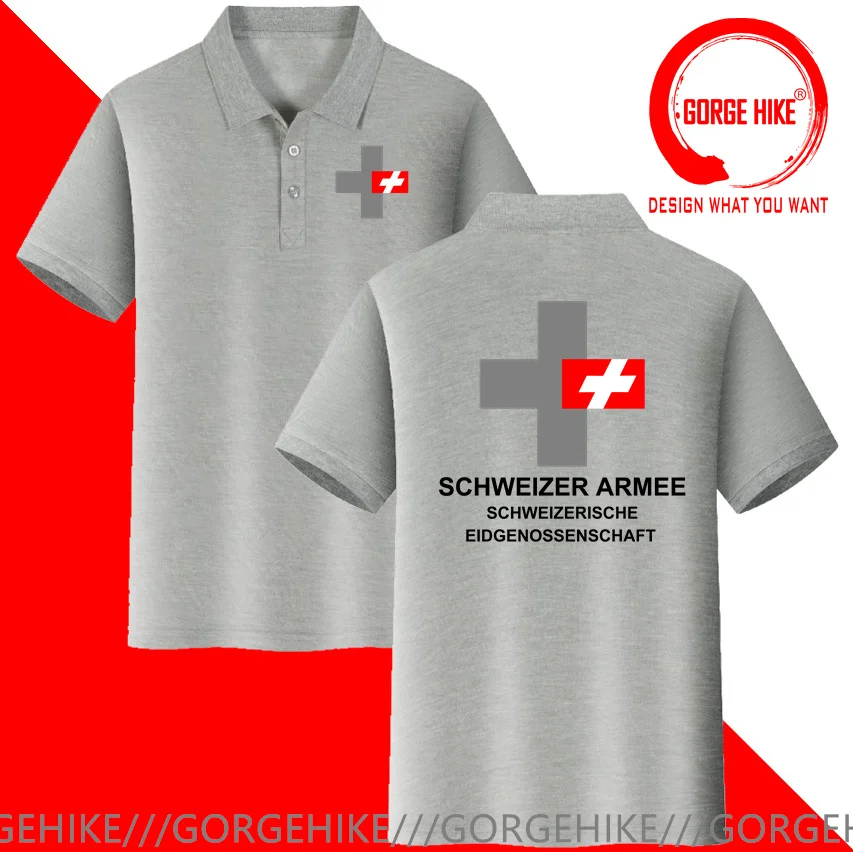 Army Swiss Confederation Switzerland CHE CH Confoederatio Helvetica Polo Shirt Men Tactical Military Polo Shirts Business Shirts