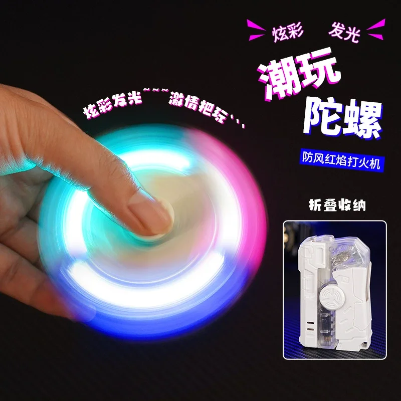 

Мигающий свет, складная вращающаяся зажигалка для гироскопистолета, ветрозащитная зажигалка с красным пламенем, модная портативная бутановая зажигалка 2026