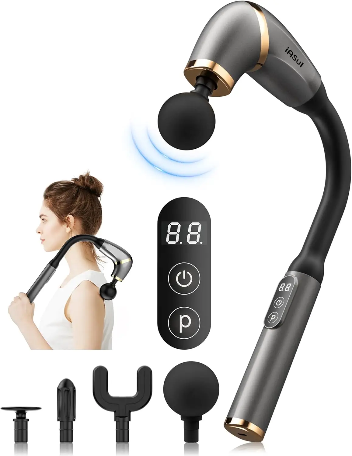 Fascia Gun Handle Elbow 3 Modes 6 Gears Adjust Muscle Relaxation Massage Percussion Hammer for Athletes