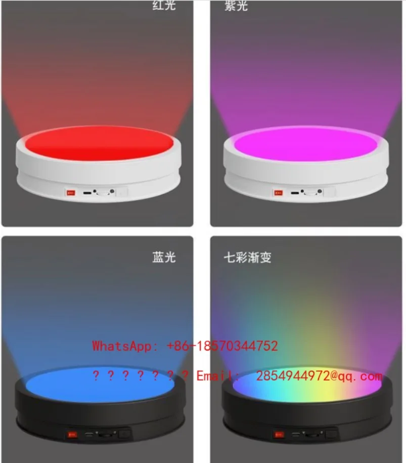 2026    Electric Turntable Rotating Display Stand LED Light Silent Remote Control Jewelry Figure Shooting Base