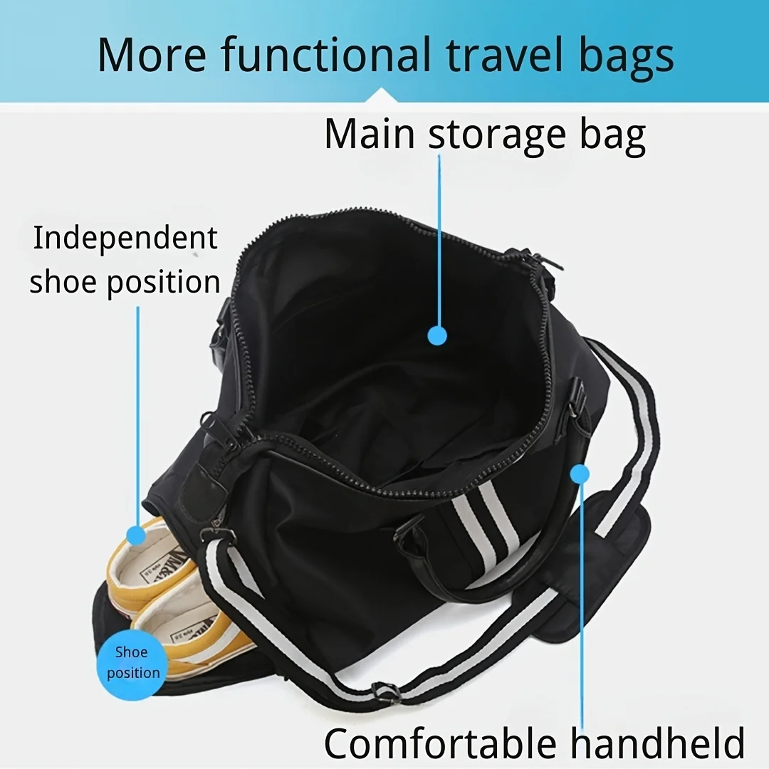 1pc Large Capacity Fitness Bag With Independent Shoe Positions Suitable For Short Distance Travel And Fitness