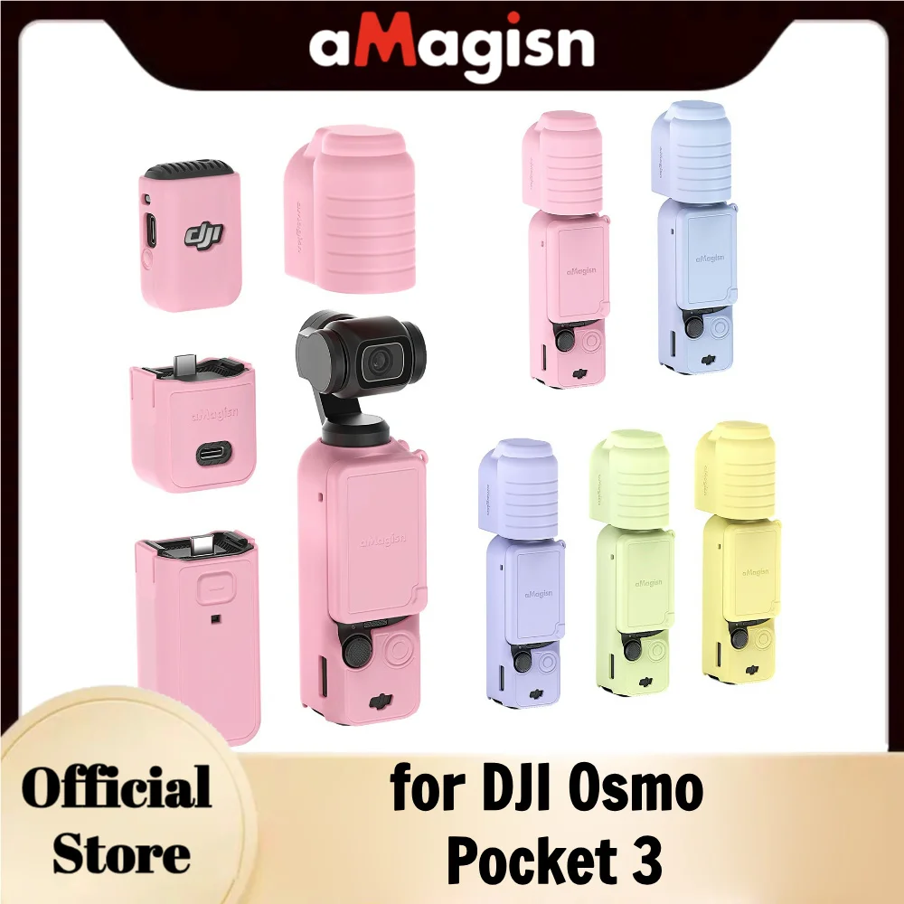 

aMagisn Pocket 3 Silicone Cover, Lens Protector Scratch-Resistant Sleeve Skin for DJI OSMO Pocket3 Creator Combo Accessories