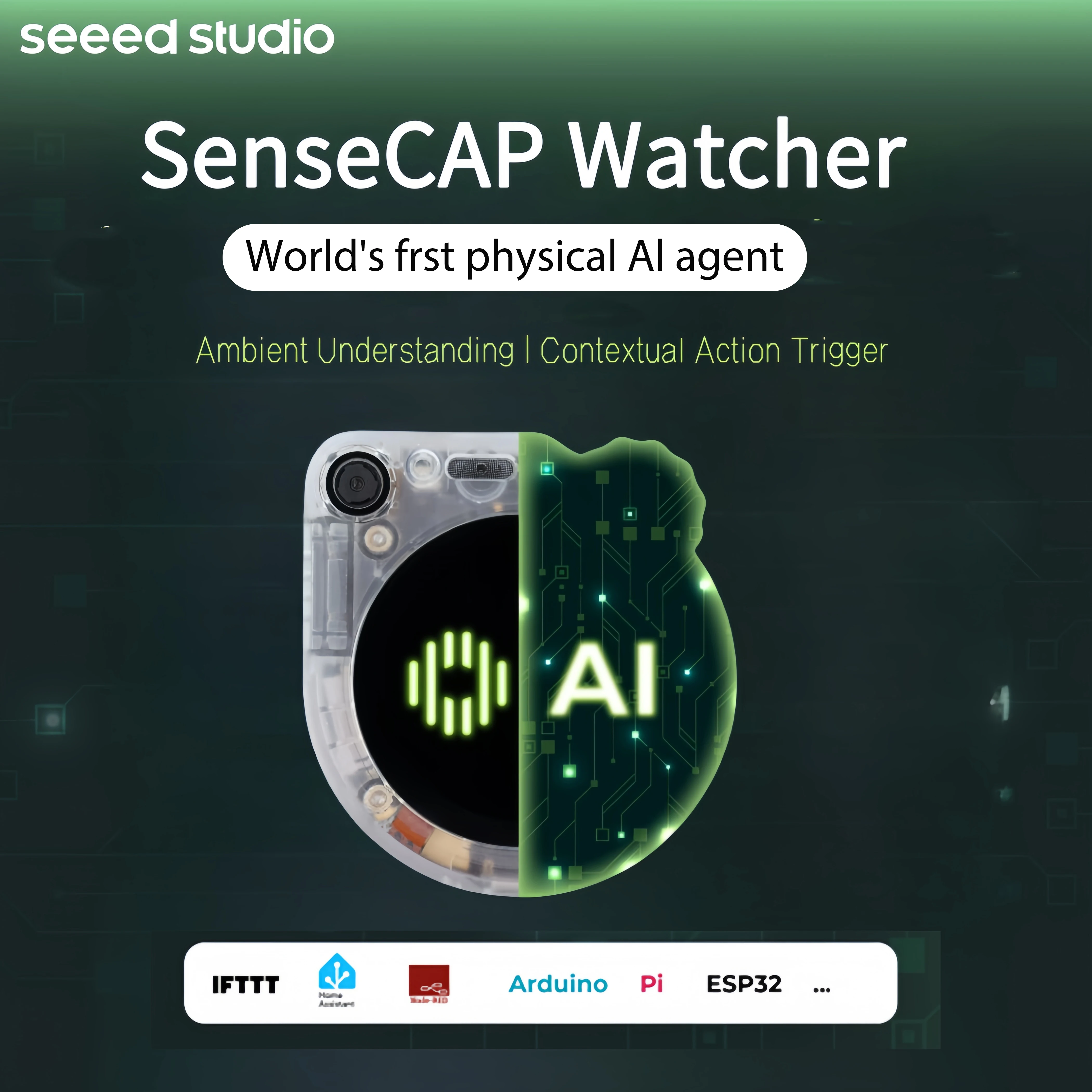 SenseCAP Watcher W1-A Clear Enclosure-AI Agent for Smarter Spaces,built on ESP32S3, incorporating a Himax WiseEye2 HX6538