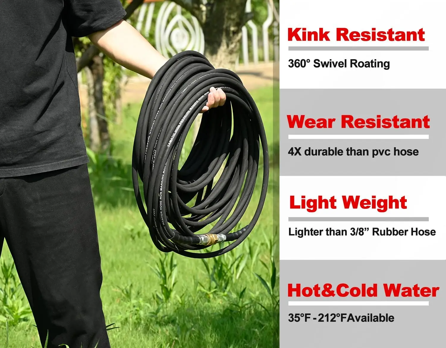 YAMATIC Kink Resistant Pressure Washer Hose 1/4