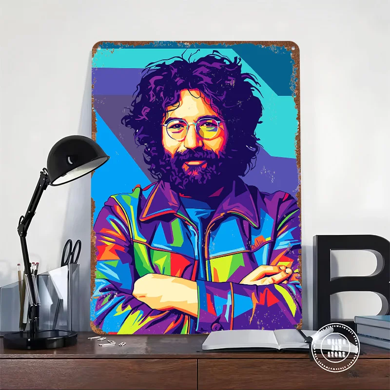 Jerry Garcia Pop Art Printed Poster Customized Wall Art Retro Vintage Metal Tin Signs for Home Gaming Decoration Room Wand Deko