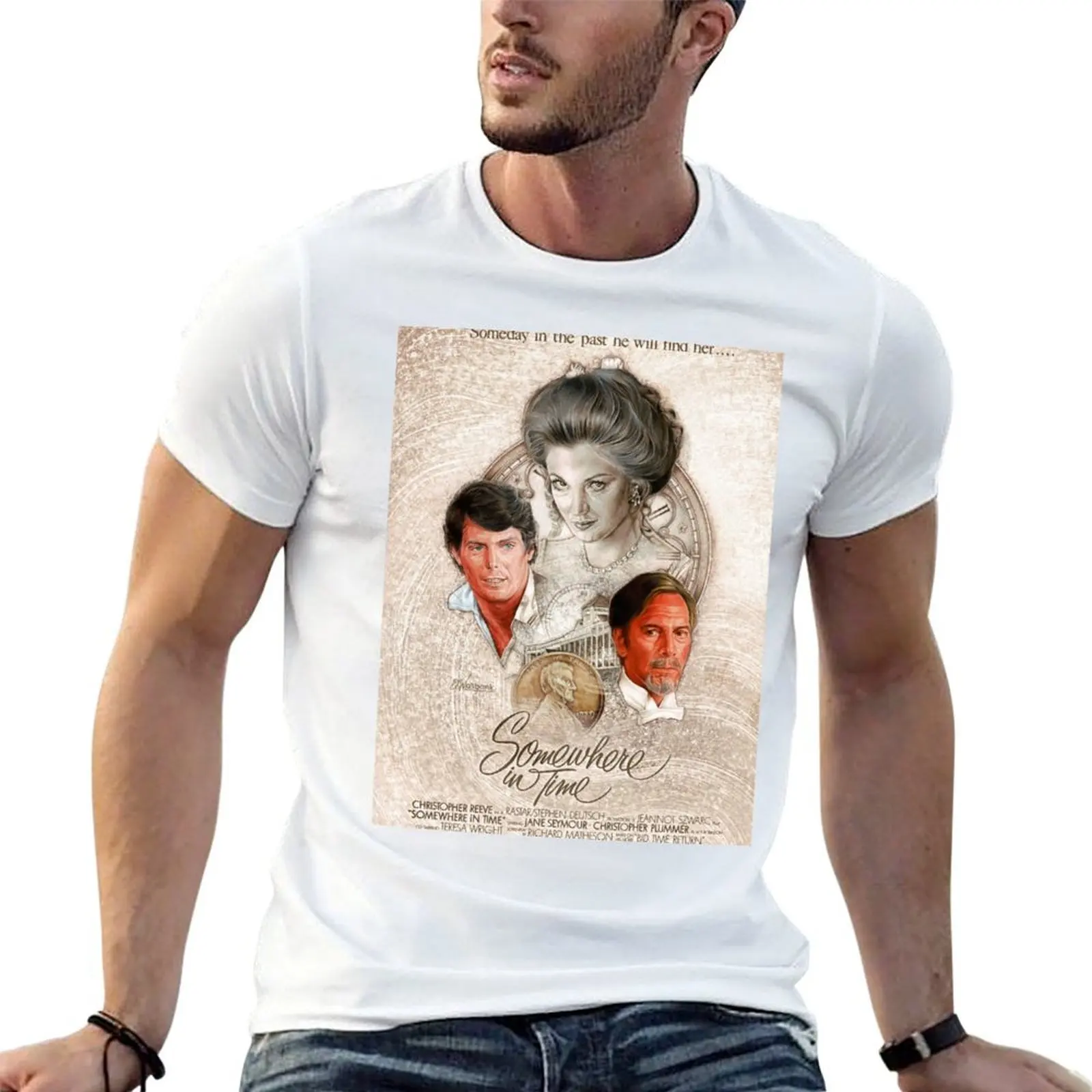 Somewhere in Time - Camiseta de la celebración del 40 aniversario, camiseta minimalista de cuello redondo lisa