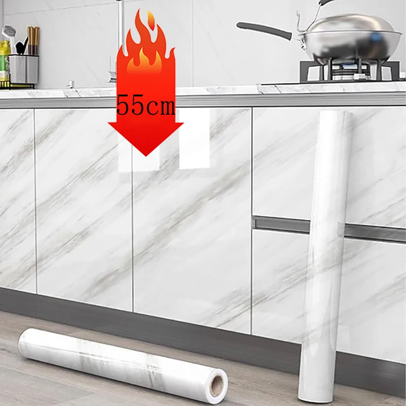 55cm Marble Self-adhesive Wallpaper Bathroom Kitchen Dining Room Cabinet Countertop Wall Sticker Waterproof And Mildew Proof