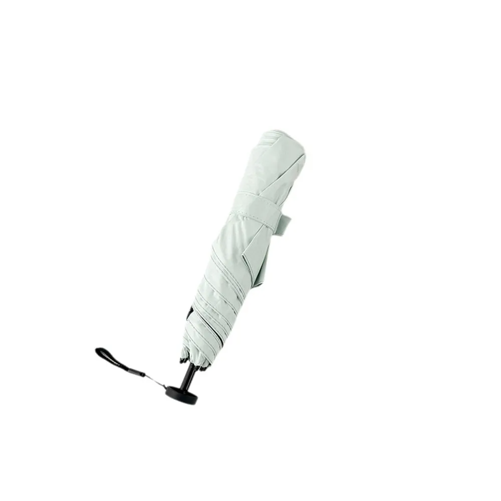 UV Protection Ultra-Light Umbrella Compact Folding 6-Rib Pocket Rain Umbrella Black Coating Manual Sunshade Umbrella