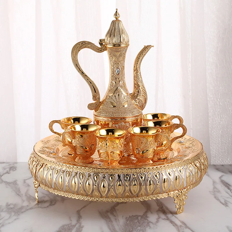 Metal material hotel household golden wine jug wine glass banquet supplies pattern