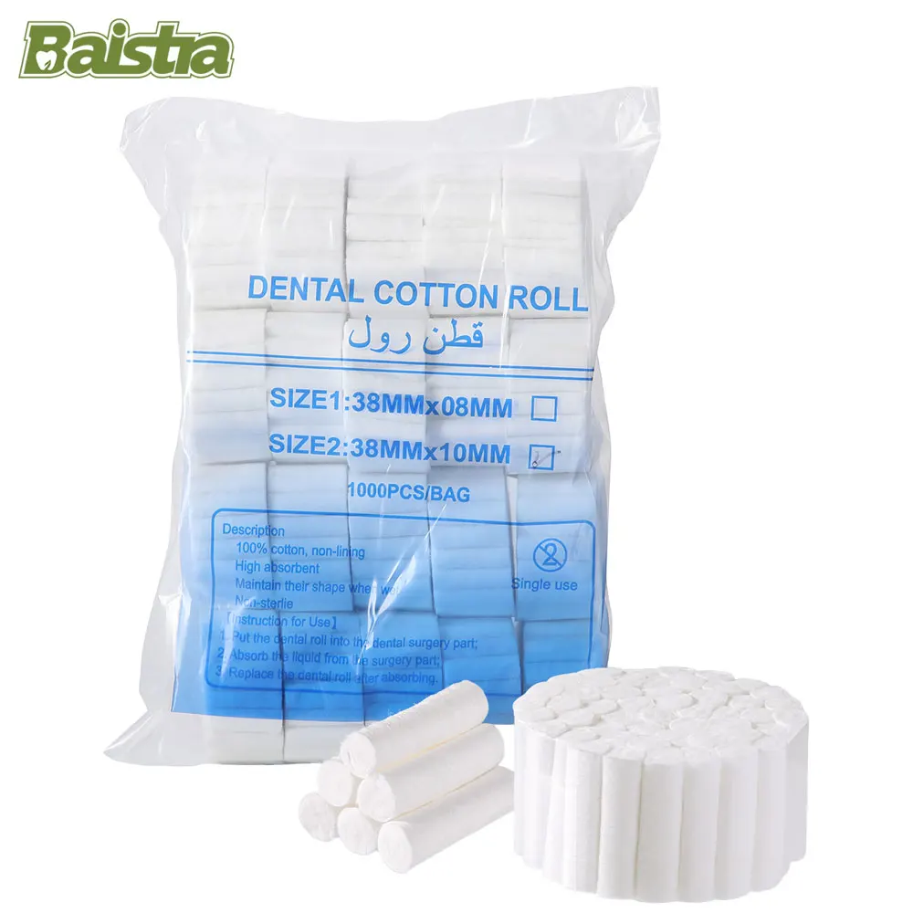 1000Pcs/Bag Dental Cotton Roll Surgical Cotton Rolls 100% Cotton High Absorbent Dentist Material Teeth Whitening Product