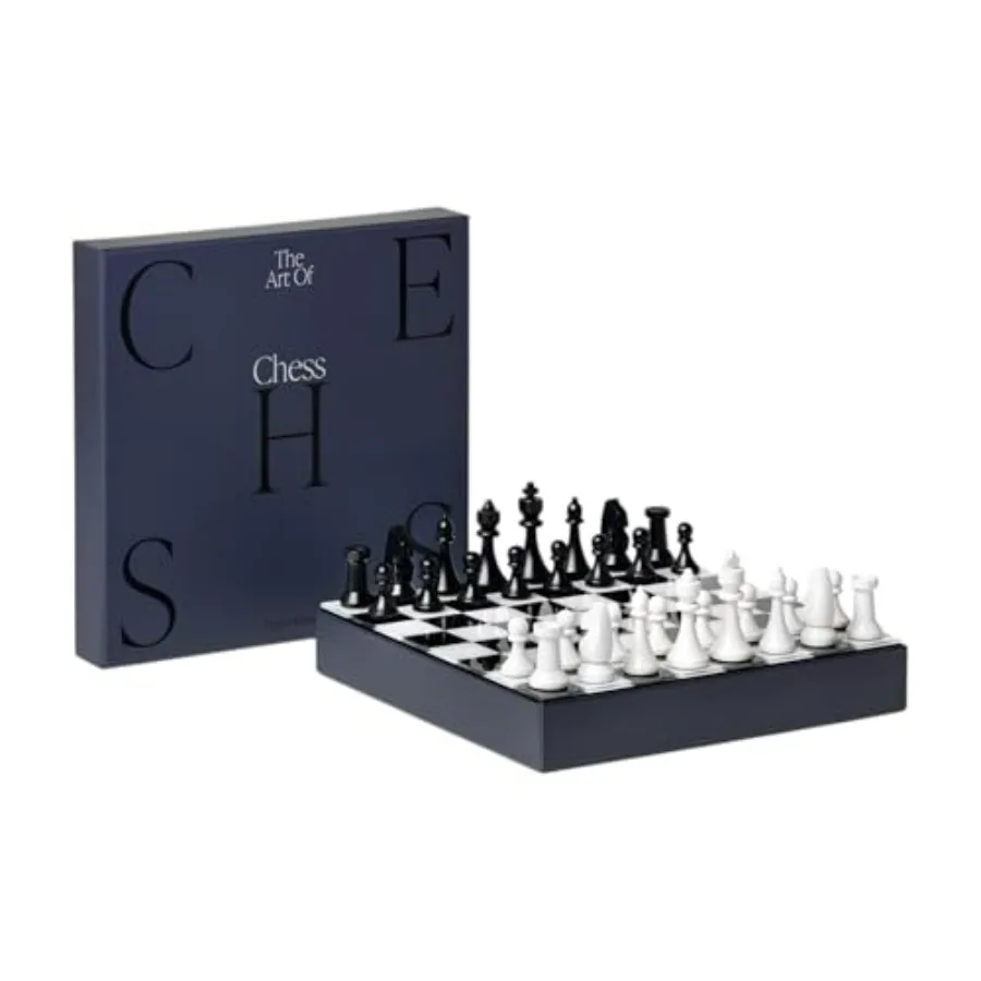 

Art of Chess Black White Wooden Chess Set with Acrylic Board Stylish Coffee Table Game for Adults Multilingual Instructions Inc